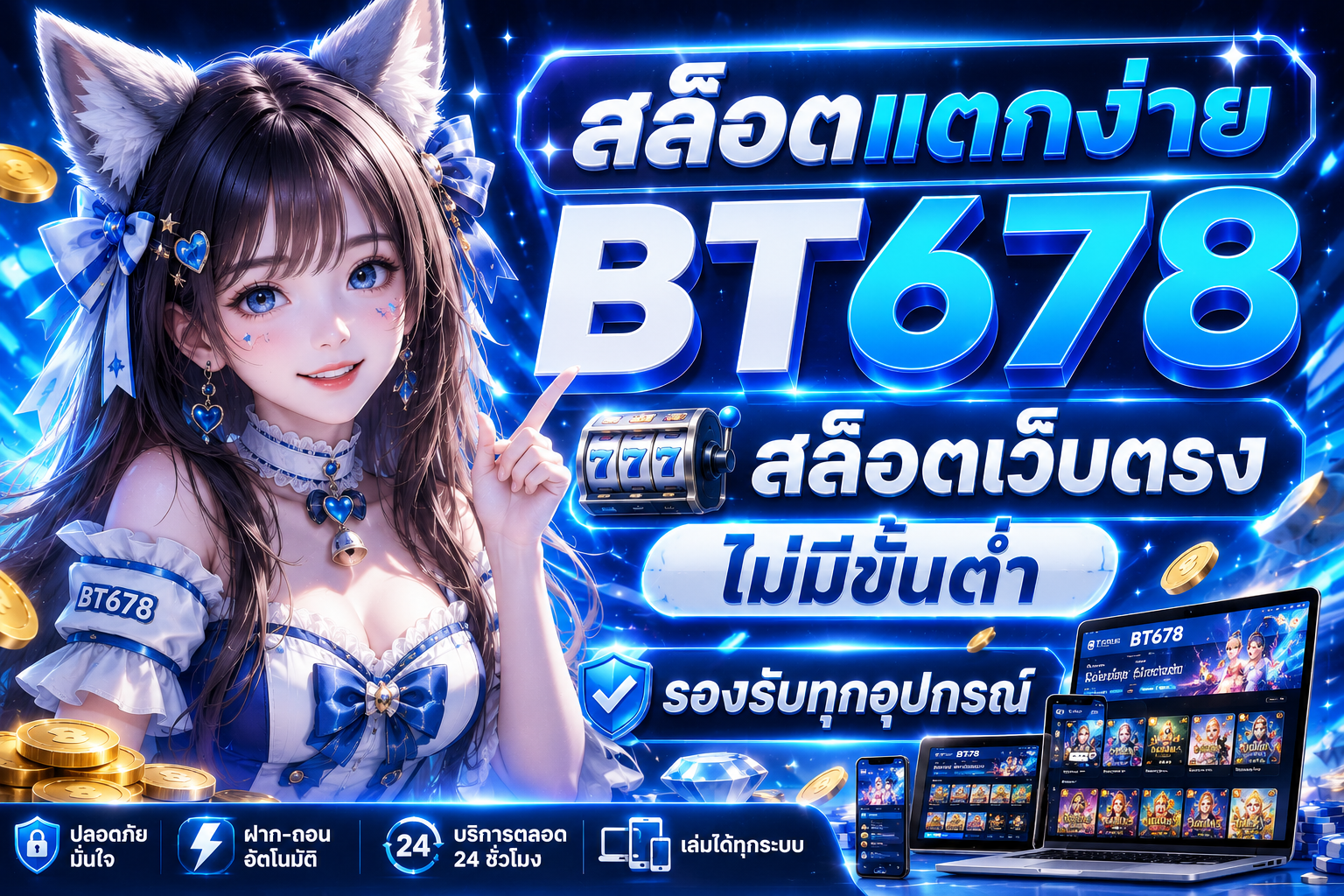 BT678 สล็อตแตกง่าน เว็บตรง ฝากถอนไม่มีขั้นต่ำ รองรับทุกอุปกรณ์